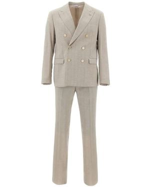 Manuel Ritz Peal-Lapel Double-Breasted Suit - Natural