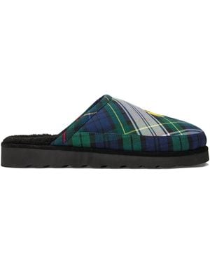 Polo Ralph Lauren Tartan Embroidered Slippers - Green