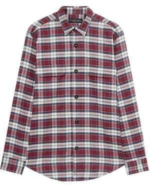Brooks Brothers Plaid Cotton Flannel Overshirt With Flap Pockets - Red