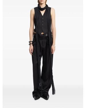 Ann Demeulemeester Raw-Edge Frayed Scarf - Black