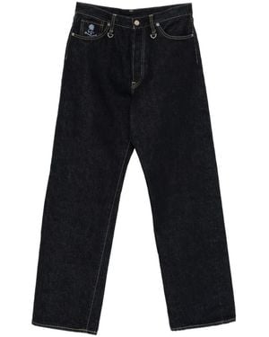 Mastermind Japan Logo-Print Wide-Leg Jeans - Blue