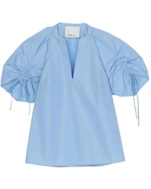 3.1 Phillip Lim Drawstring V-Neck Top - Blue