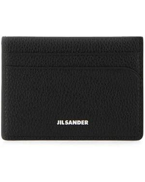 Jil Sander Curve Grained Leather Card Holder - Black