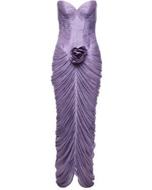 Ana Radu Rose-Embellishment Maxi Dress - Purple
