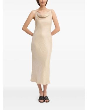 Sandro Ferrone Slip dress midi con cuello desbocado - Neutro