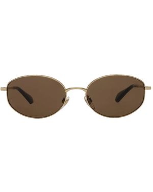Burberry Metal Check Oval Sunglasses - Metallic