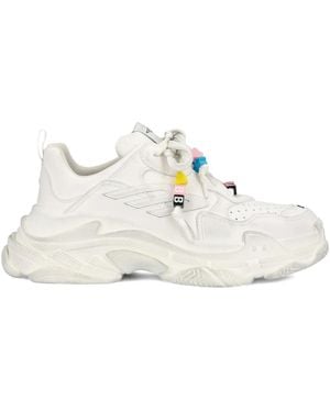 Balenciaga Beaded Lace-Up Sneakers - White