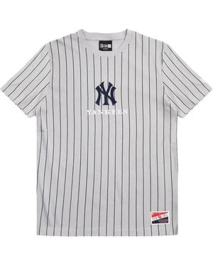 KTZ New York Yankees Pinstripe T-Shirt - Grey