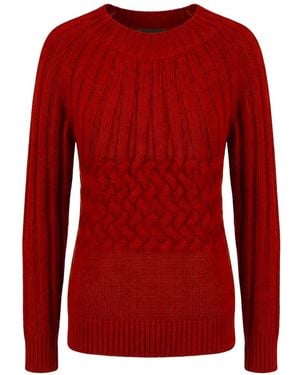 Moorer Cable-Knit Ribbed-Trim Jumper - Red