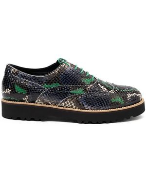 Hogan Snakeskin Platform Brogue Boots - Black