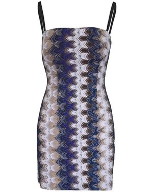 Missoni Zigzag-Knit Sleeveless Mini Dress - Blue