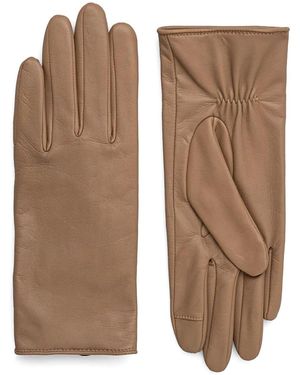 BOSS Logo-Plaque Leather Gloves - Brown