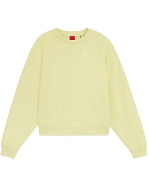 HUGO Embroidered-Logo Sweatshirt - Yellow