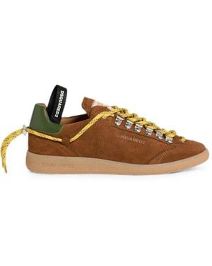 DSquared² Calf Leather Goat Leather Lace-Up Sneakers - Brown