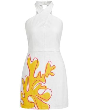 Cala De La Cruz Veneta Coral-Print Mini Dress - White