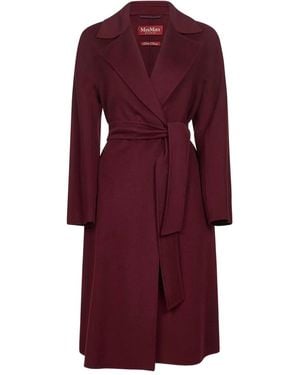 Max Mara Belted Lapel-Collar Coat - Purple
