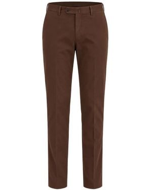 PT Torino Pantalon Slim À Plis Marqués - Brown