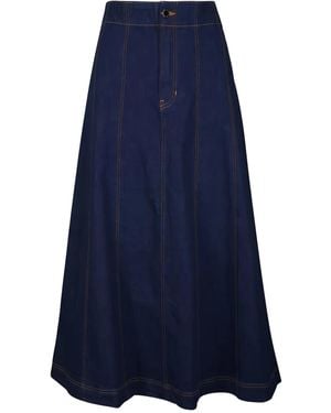 Veronica Beard Alix Midi-Rok Met A-Lijn En Vlakken - Blauw