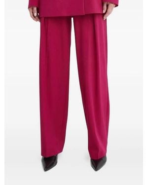 La Mania Pleated-Front Pants - Red