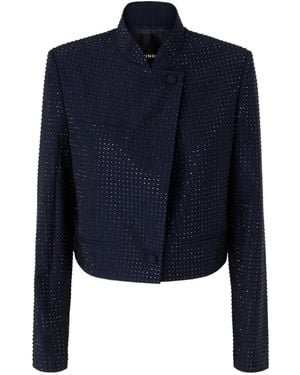 Pinko Rhinestone-Embellished Cropped Jacket - Blue