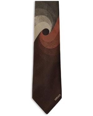 Versace Printed Jacquard Silk Tie - Brown