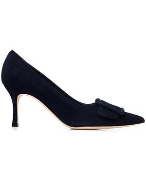 Manolo Blahnik Maysale Velvet 70Mm Court Shoes - Blue