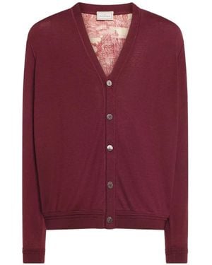 Pierre Louis Mascia Tricot Toile Print V-Neck Cardigan - Red