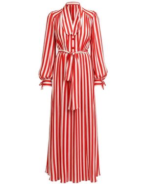 Dolce & Gabbana Striped Pussy-Bow Maxi Dress - Red