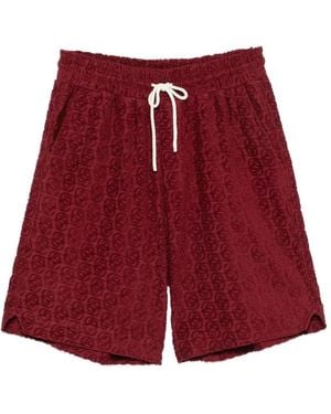 Drole de Monsieur Logo-Jacquard Drawstring Track Shorts - Red