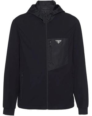 Prada Hooded Zip-Front Cardigan - Blue