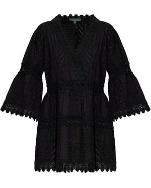 Melissa Odabash Lace V-Neck Mini Dress - Black