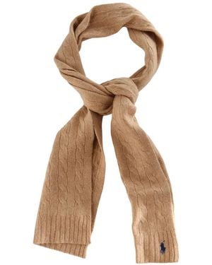Polo Ralph Lauren Cable-Knit Embroidered Scarf - White