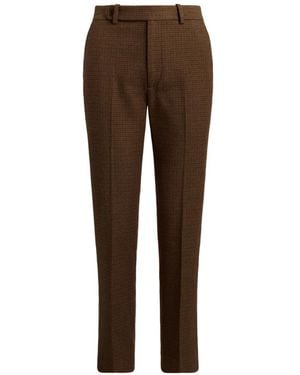 Polo Ralph Lauren Houndstooth-Pattern Slim-Fit Trousers - Brown