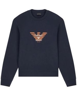 Emporio Armani Double-Jersey Sweatshirt With Logo - Blue