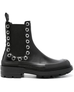 McQueen アイレットディテール チェルシーブーツ - ブラック