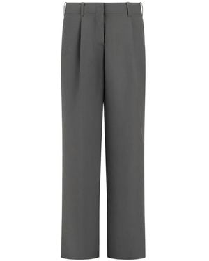 Herno Pleated Straight-Leg Pants - Grey