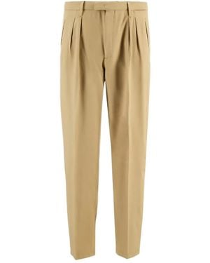 Boglioli Pleated Wool Trousers - Natural