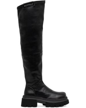 Buffalo Mave Overknee-Stiefel Mit Plateau - Schwarz