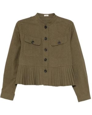 COTEMP Pleated-Hem Cropped Jacket - Green