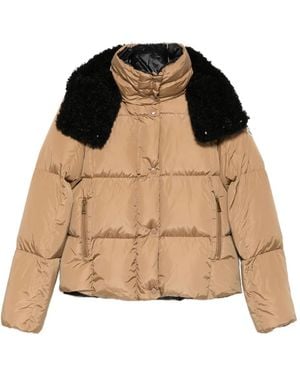 Moncler エコファーカラーコート - ナチュラル