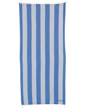 MC2 Saint Barth Gestreiftes Strandtuch Mit Fransen - Blau