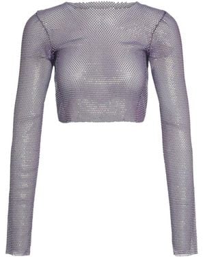Santa Brands Embellished Long-Sleeve Crop Top - Grey