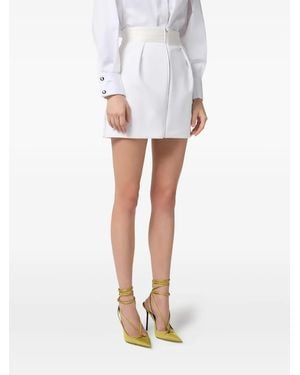 Elisabetta Franchi Pleated Logo-Piping Mini Skirt - White