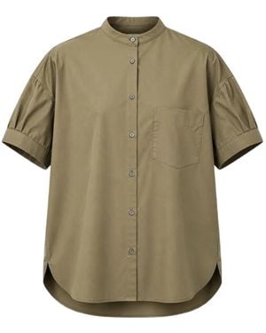 Aspesi Band-Collar Short-Sleeve Shirt - Green