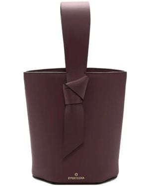 La Portegna Julieta Knotted Leather Tote Bag - Purple