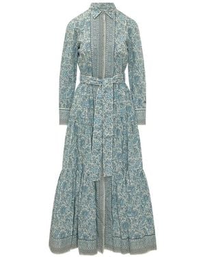 MC2 Saint Barth Batik-Print Tiered Maxi Dress - Blue