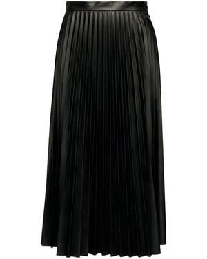 MM6 by Maison Martin Margiela Pleated Faux-Leather Midi Skirt - Black