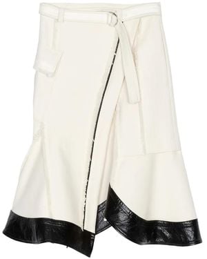 3.1 Phillip Lim Tweed-Rock mit Einsatz aus Faux-Leder - Weiß