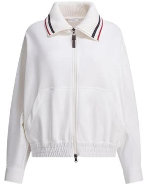 Brunello Cucinelli Gestreepte Sweater Met Rits - Wit