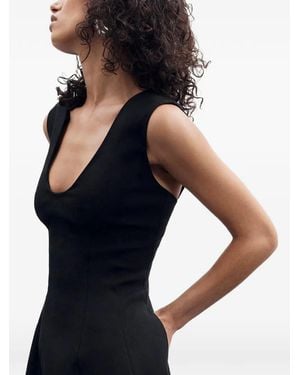 Another Tomorrow Seamed Sleeveless Midi Dress - Black